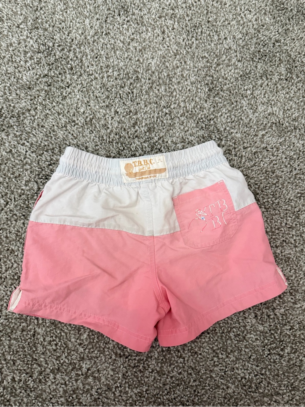 The Beaufort Bonnet Company Pink and White Colorblock Swim Trunks PLAY CONDITION